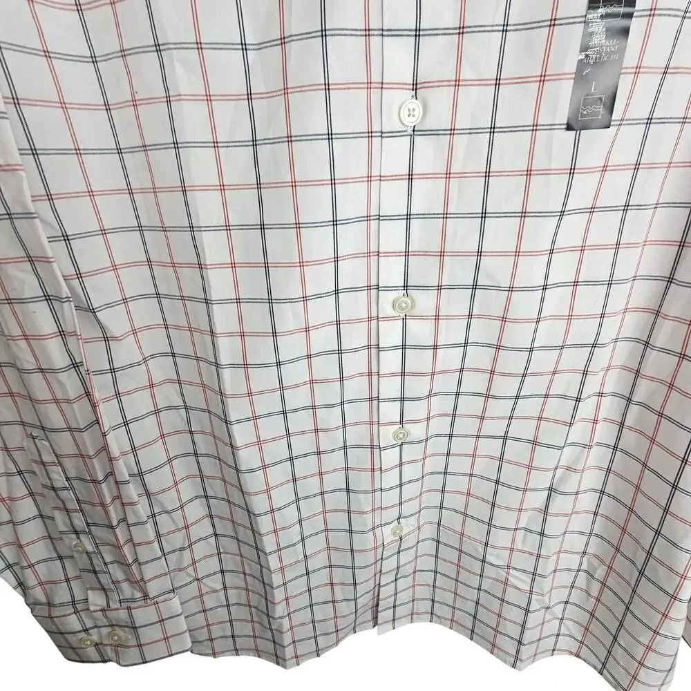 Banana Republic Mens Wrinkle Resistant Check Dress Shirt L Athletic Fit Classic